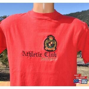 80S T Shirt Los Angeles Athletic Club Embroider Tee Large Medium Unisex